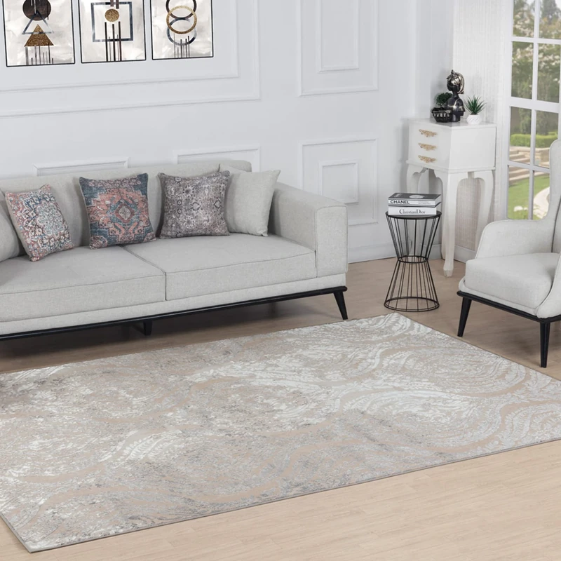 Livabliss Meknes Vintage Rug - Area Rugs for Living Room 160x213 cm, Bedroom - Scandi Neutral Rugs, Traditional Patterned Boho Style, Natural Easy Care Pile - Large Rug, Beige and White