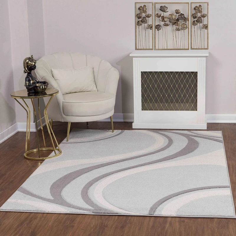 Livabliss Toulouse Abstract Rug - Area Rugs Living Room 160x213 cm, Dining Room, Lounge, Kitchen, Bedroom - Modern Marble Large Rug, Soft Luxurious Easy Care Medium Pile, Grey and Light Beige
