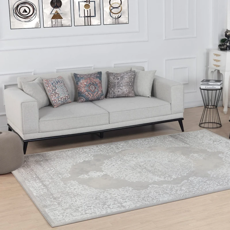 Livabliss Agadir Vintage Rug - Area Rugs for Living Room 160x213 cm, Bedroom - Scandi Neutral Rugs, Traditional Patterned Boho Style, Natural Easy Care Pile - Large Rug, Light Beige