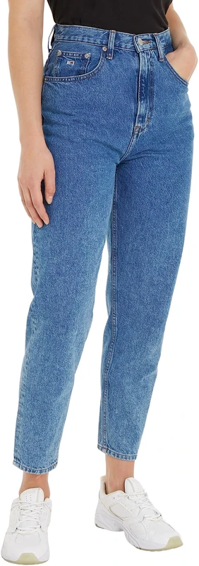 Tommy Jeans Women's Mom Jean Uhr Tprd Nos 6011 Dw0dw14707 Pants, Denim Light, 27W / 32L