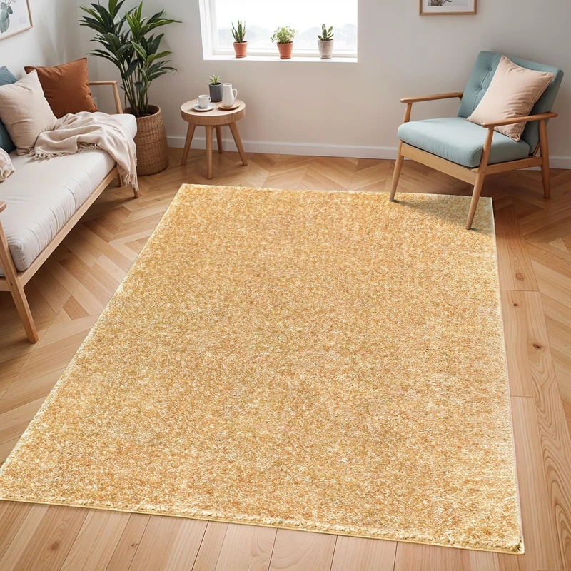 Livabliss Shaggy - Modern Berber Living Room 160x213 cm, Soft Shaggy for Bedroom - Neutral Boho Fluffy , Easy Care Plush Thick Pile - Large , Yellow
