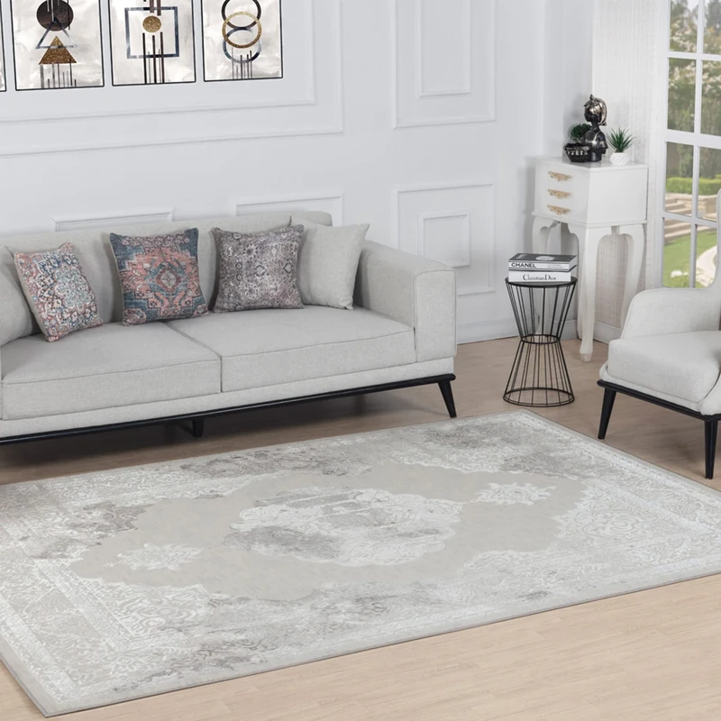 Livabliss Tangier Vintage Rug - Area Rugs for Living Room 160x213 cm, Bedroom - Scandi Neutral Rugs, Traditional Patterned Boho Style, Natural Easy Care Pile - Large Rug, Ivory