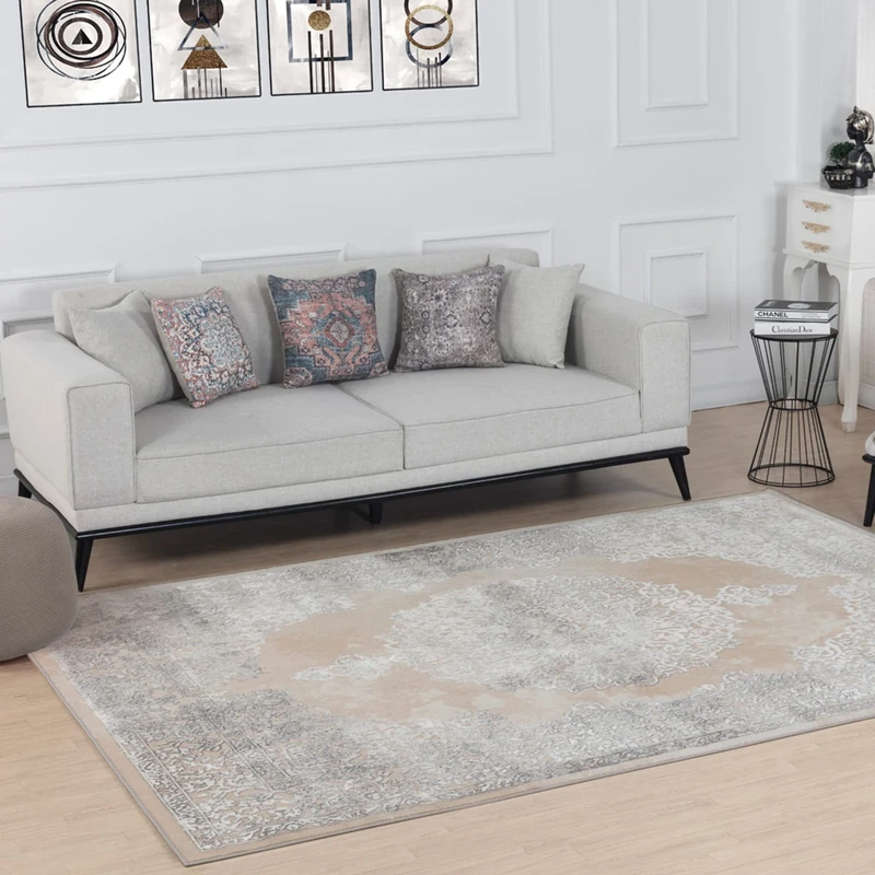 Livabliss Agadir Vintage Rug - Area Rugs for Living Room 160x213 cm, Bedroom - Scandi Neutral Rugs, Traditional Patterned Boho Style, Natural Easy Care Pile - Large Rug, Beige and Ivory