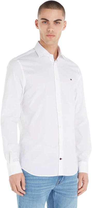 Tommy Hilfiger Men's Long Sleeve Shirt Bright White