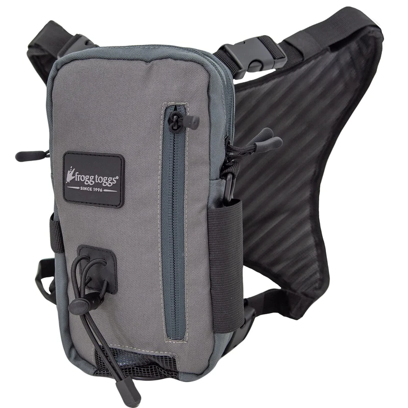 FROGG TOGGS Hightide Fishing Chest Pack, Easy Hands-Free Tackle Storage Bag with Built-in Rod Support, Solid Elements