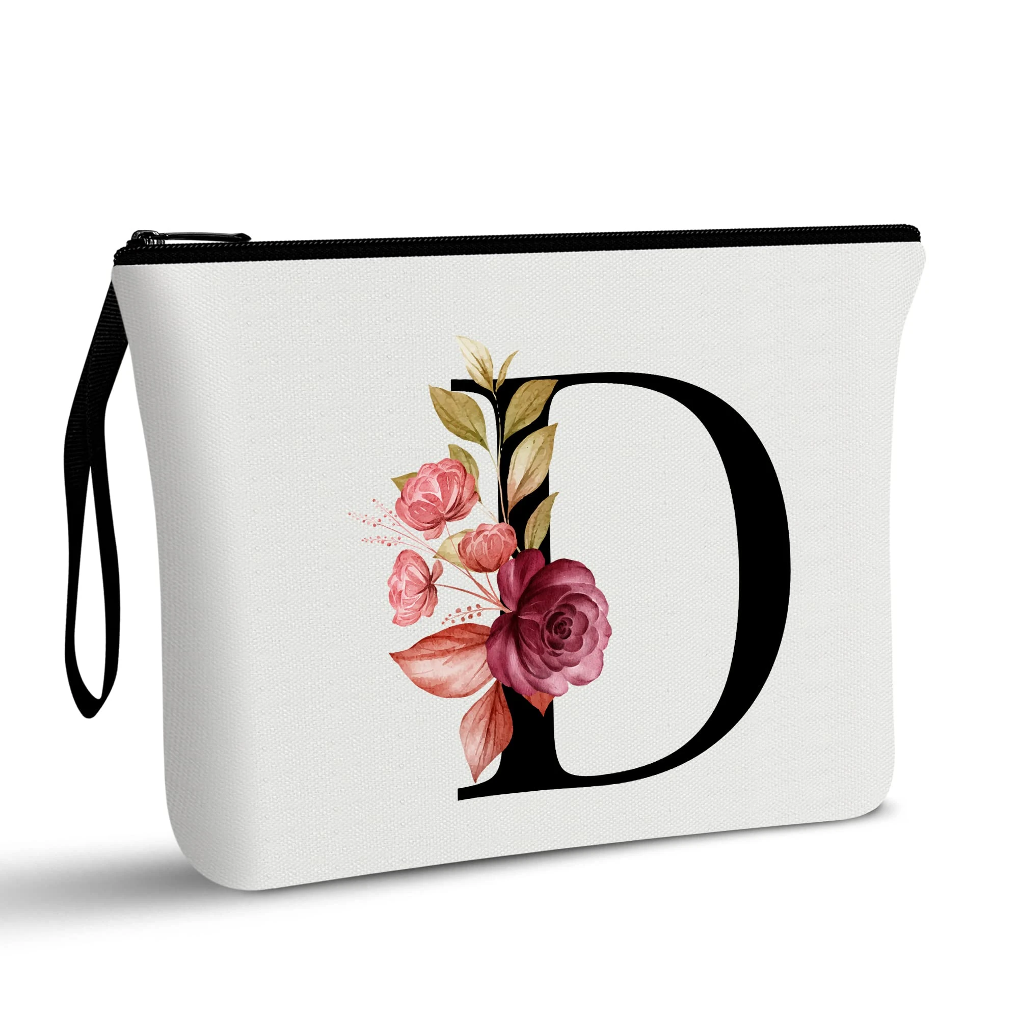 A-Z Personalized Makeup Bag,Birthday Gifts for Women Mom,Gifts for Best Friend,Bride Bridesmaid Cosmetic bag(D)