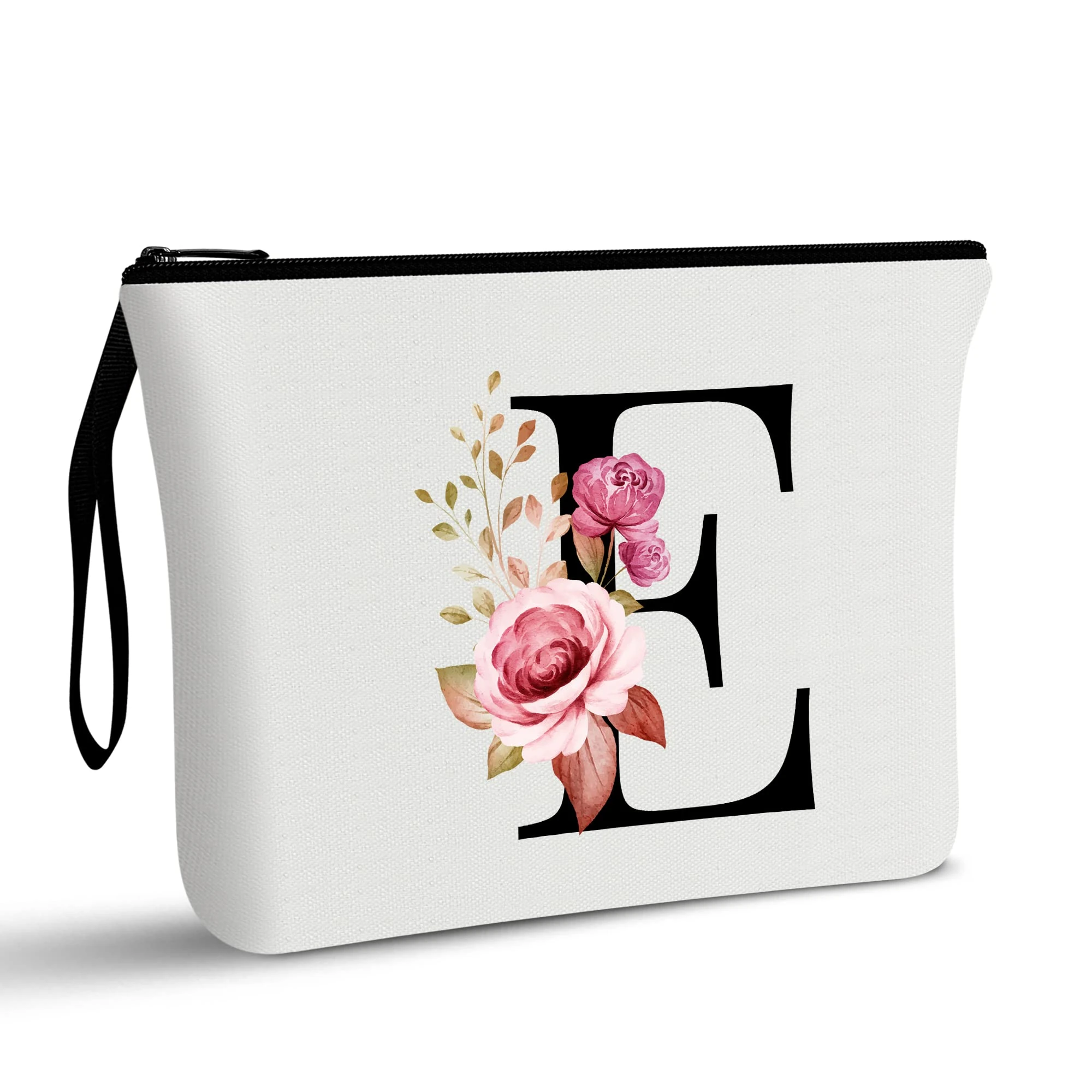 A-Z Personalized Makeup Bag,Birthday Gifts for Women Mom,Gifts for Best Friend,Bride Bridesmaid Cosmetic Bag(E)