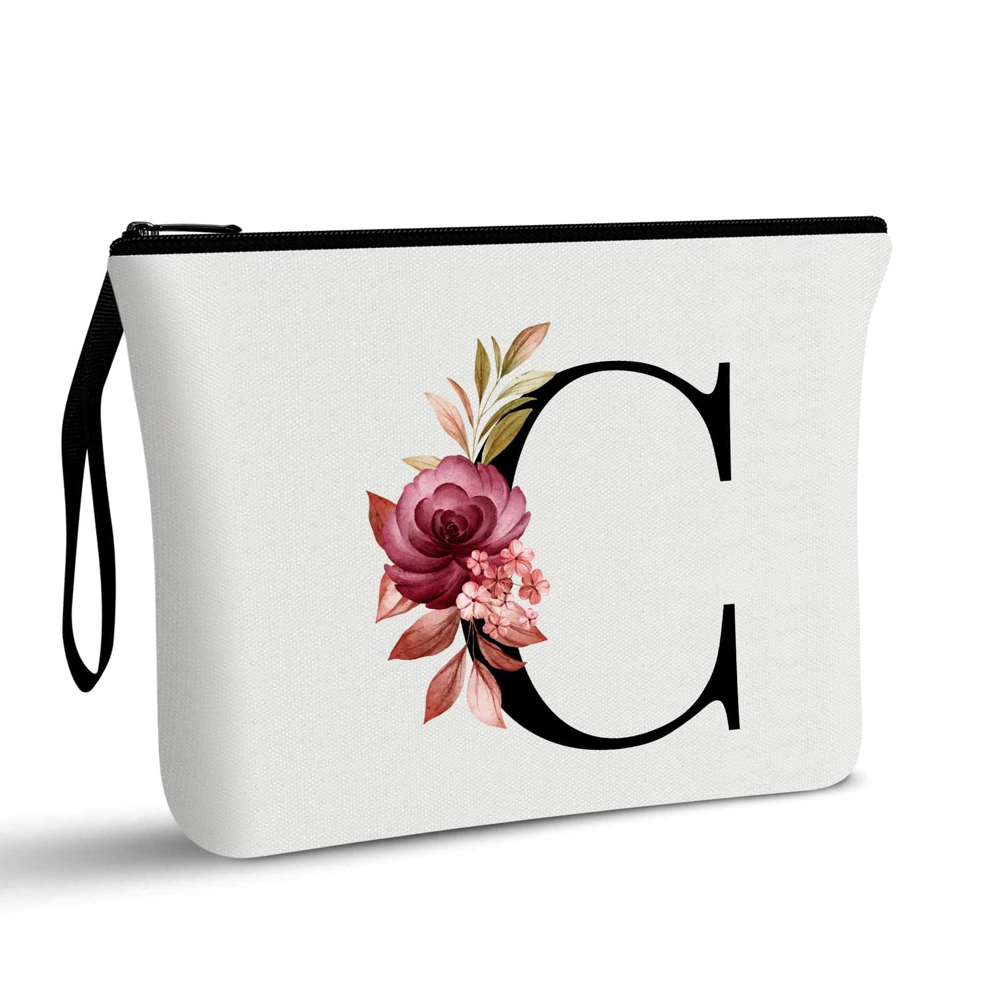 A-Z Personalized Makeup Bag,Birthday Gifts for Women Mom,Gifts for Best Friend,Bride Bridesmaid Cosmetic Bag(C)