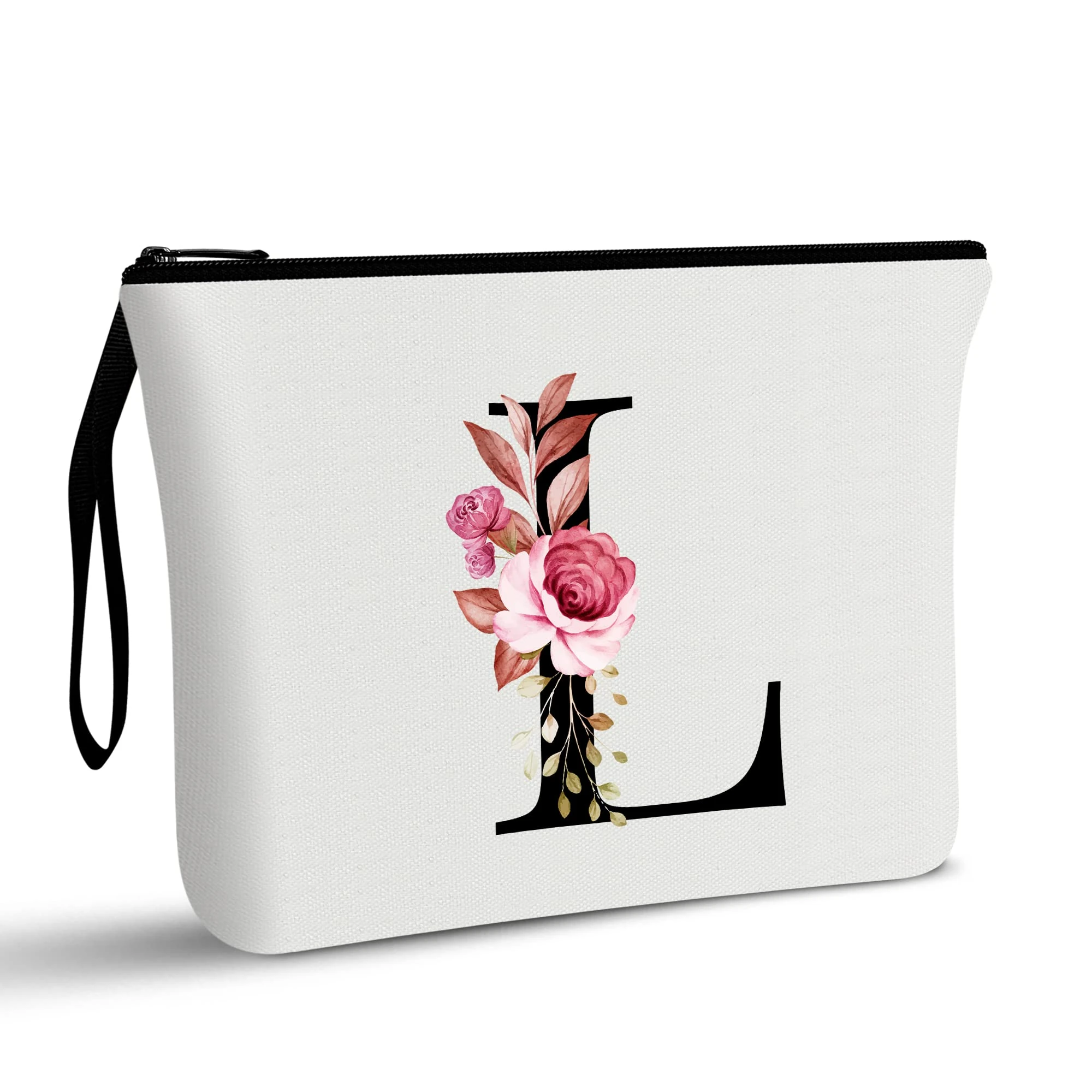 A-Z Personalized Makeup Bag,Birthday Gifts for Women Mom,Gifts for Best Friend,Bride Bridesmaid Cosmetic Bag(L)