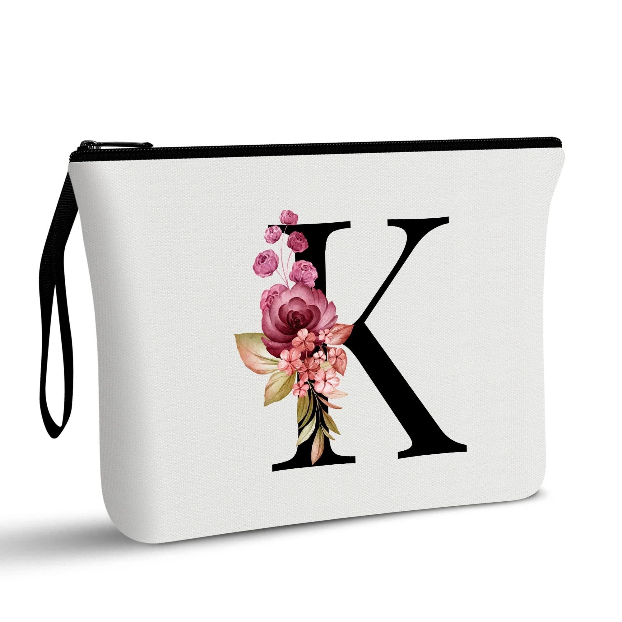 A-Z Personalized Makeup Bag,Birthday Gifts for Women Mom,Gifts for Best Friend,Bride Bridesmaid Cosmetic Bag(K)