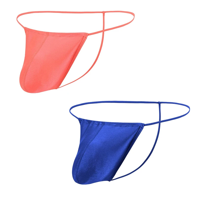 BIATWOWR Mens Sexy G String Underwear with Adjustable Low Waist Bulge Pouch Enhanced Tagless Bikini String Thongs G-Strings