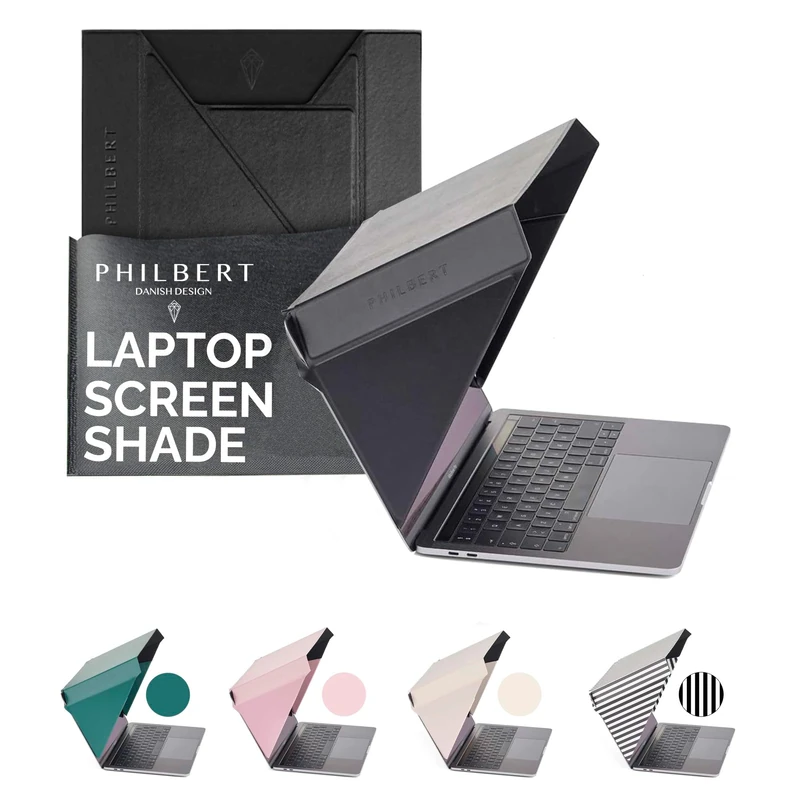 Philbert Slim Hood - Sun Visor & Privacy Screen for 12-14'' Laptop | Heat Protection | Glare Reduction | Foldable | Universal | Environmentally Friendly Materials | Black - Patent No. D790551 - Image 1