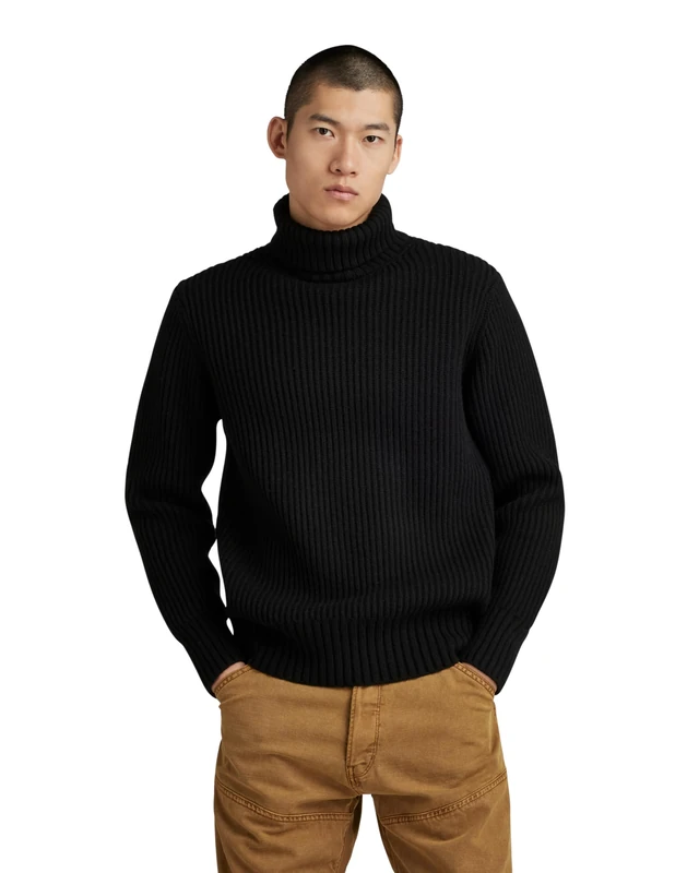 G-Star Men's Essential Turtle Knitted Sweater, Black (dk black D23732-D447-6484), M