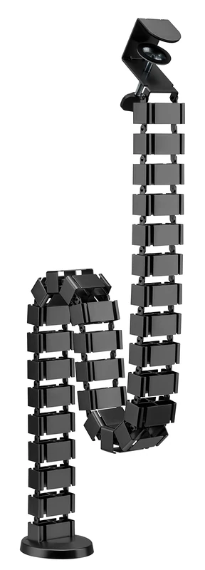 mywall HZ43L cable guide with a length of up to 1,347 mm, cable management for desks with clamp fixation, cable conduit round, 4-way channel system with modular swivel structure
