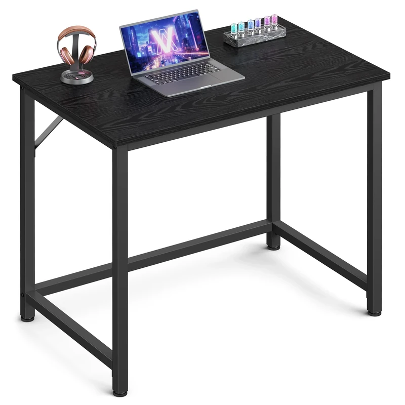 VASAGLE Computer Desk, Office Desk, 80 x 50 x 76 cm, for Study, Bedroom, Living Room, Ebony Black and Ink Black LWD038B56