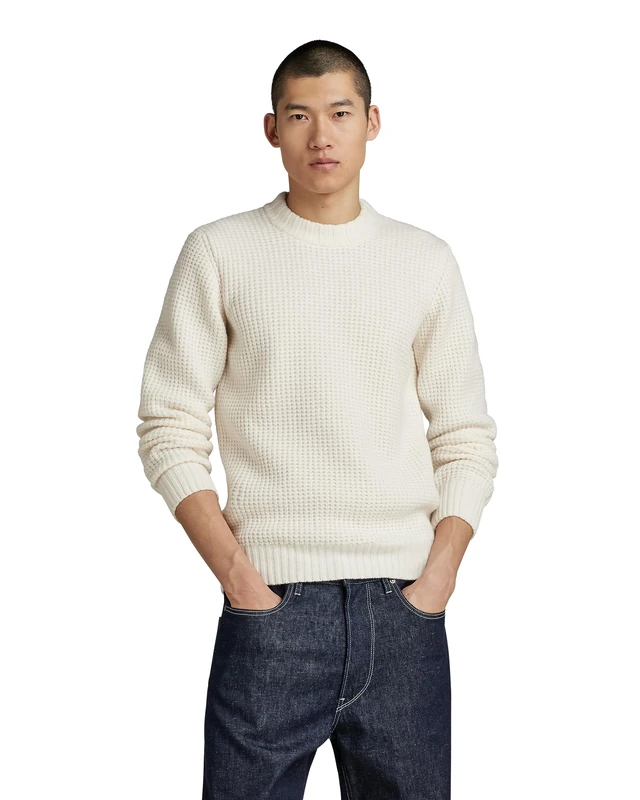 G-Star Men's Chunky r knit, Beige (eggnog D23536-D170-G076), L - Image 1