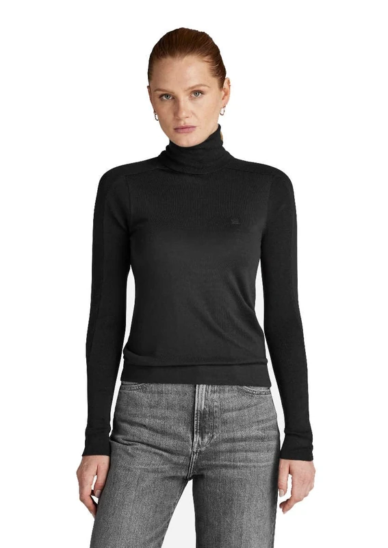 G-Star Women's Core Slim Turtle Knitted Sweater, Black (dk black D23678-B692-6484), XXS