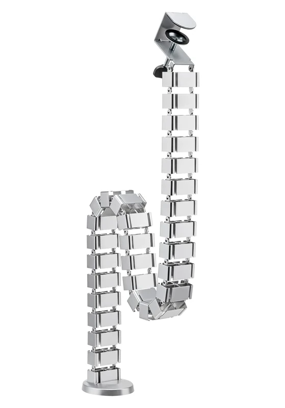 mywall HZ43SL cable guide with a length of up to 1,347 mm, cable management for desks with clamp fixation, cable conduit round, 4-way channel system with modular swivel structure