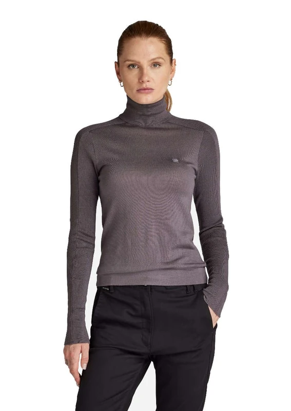 G-Star Women's Core Slim Turtle Knitted Sweater, Grey (rabbit D23678-B692-G077), L