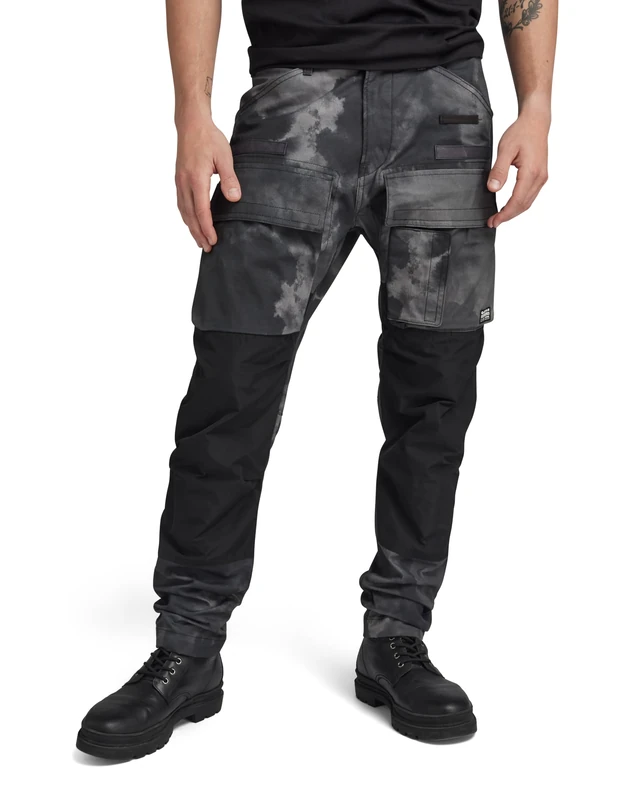 G-Star Men's 3D Regular Tapered Cargo Pants, Multicolour (dk black blurry camo D23636-D386-G144), 34W / 28L