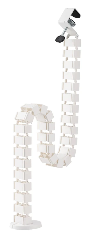 mywall HZ43WL cable guide with a length of up to 1,347 mm, cable management for desks with clamp fixation, cable conduit round, 4-way channel system with modular swivel structure