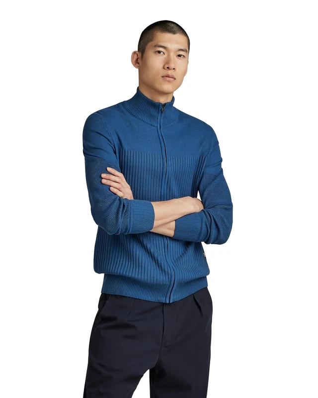 G-Star Men's 3D Biker zip thru knit, Multicolour (ballpen blue/rank blue D23523-C259-G157), S