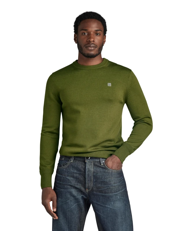 G-Star Men's Premium Core Knitted Sweater, Green (dark olive D21931-B692-C744), S