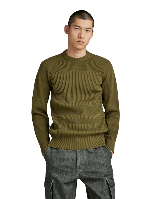 G-Star Men's Engineered r knit, Green (dark olive D23979-D465-C744), L