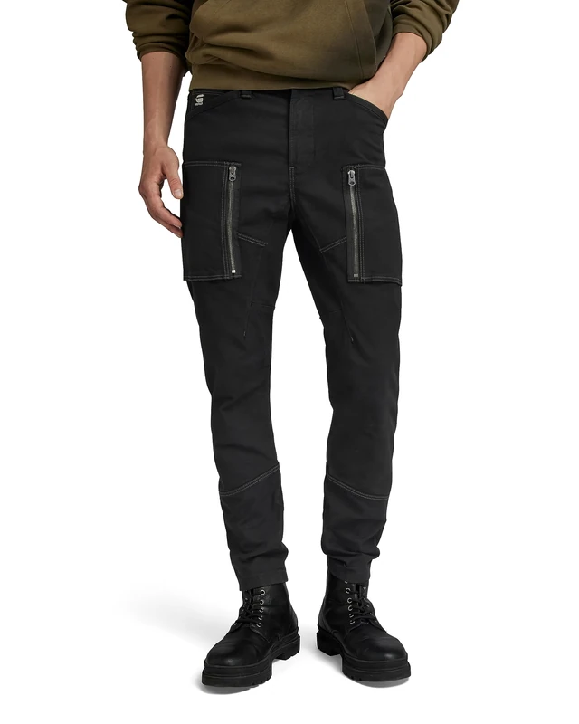 G-Star Men's Zip Pocket 3D Skinny Cargo Pants, Black (dk black D21975-D504-6484), 26W / 34L