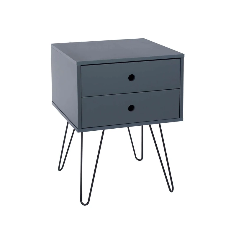 Home Source Rydal Petite Bedside Table 1 Drawer Nightstand Bedroom Cabinet Blue Drawer Storage