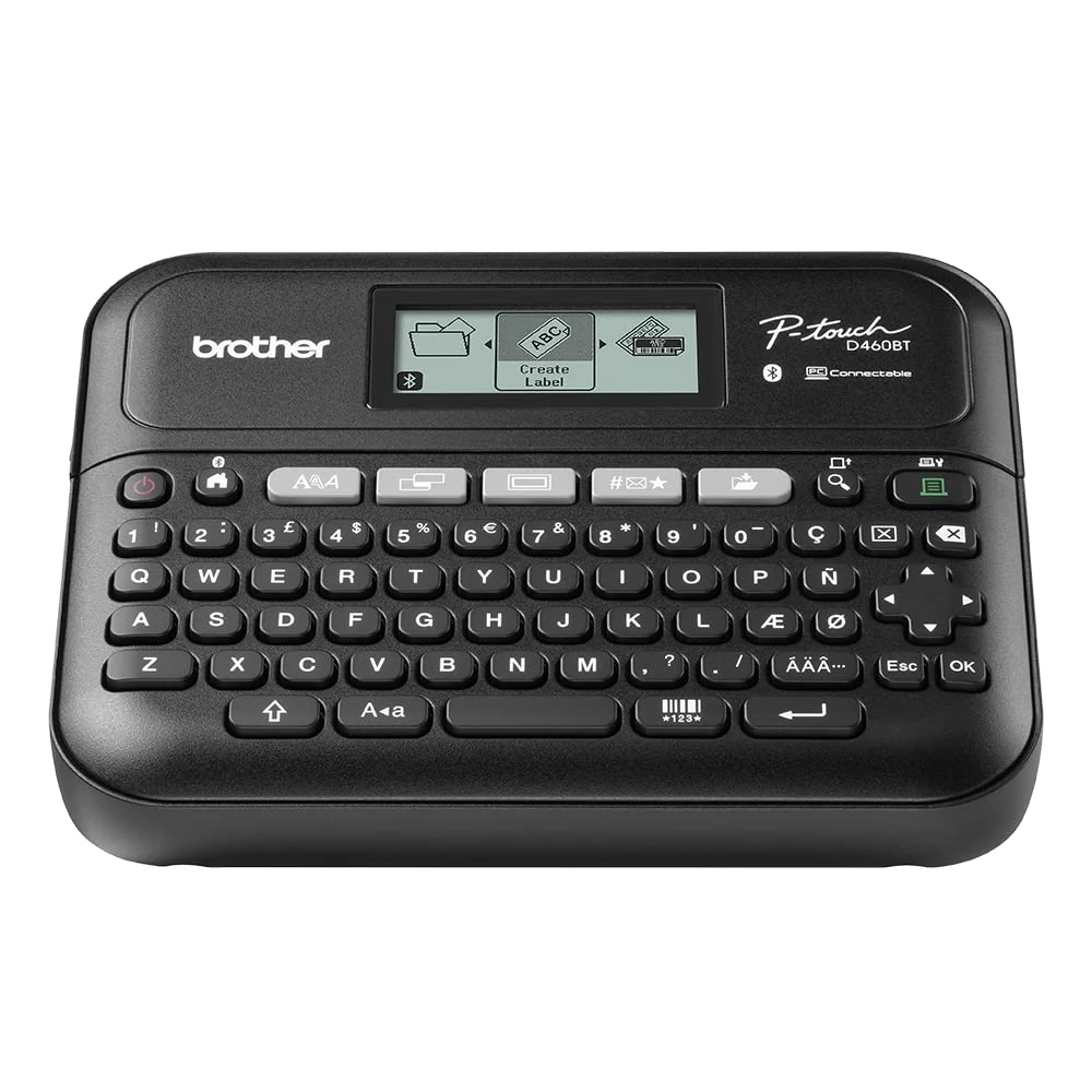 Brother PT-D460BT Versatile Desktop Label Printer | P-Touch Desktop Labeller | QWERTY Keyboard | Highly durable labels up to 18mm wide, UK Plug