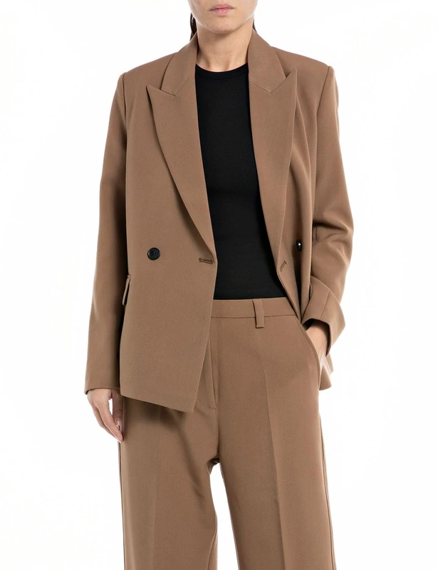Replay W7710B Women's Double-Breasted Blazer - Tobacco 428 - Image 1