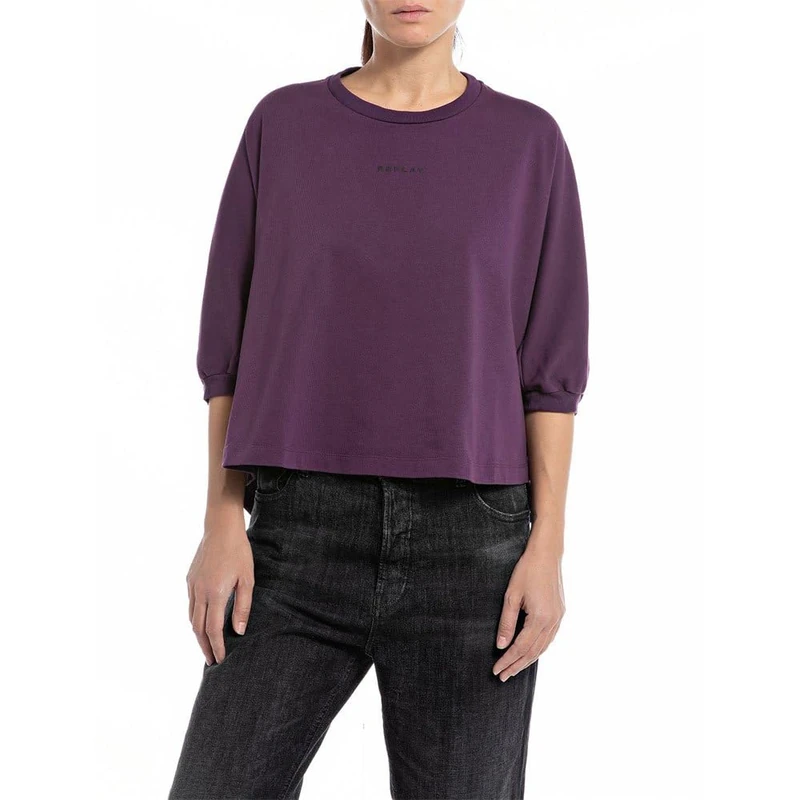 REPLAY Adult W3682A Heavy Cotton Jersey T-Shirt, Shadow Purple 468, XS