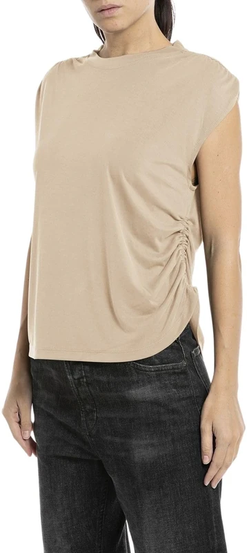 REPLAY Women's T-Shirt Short Sleeve, Light Taupe 803 (Beige), M