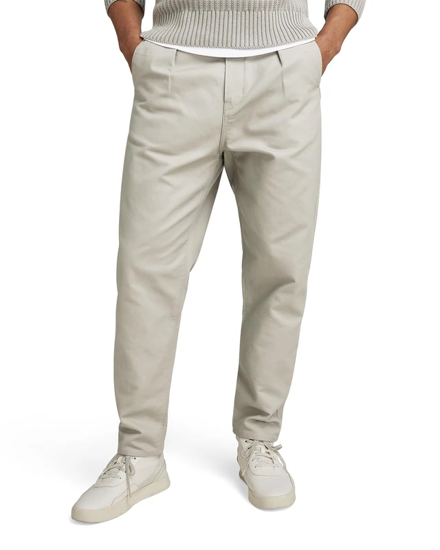 G-STAR Men's Unisex Pleated Chino Relaxed Pants, Grey (elephant skin D20147-D190-G106), 32W / 26L