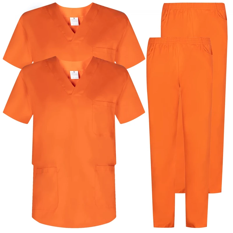 MISEMIYA - Pack * 2 Pcs - Uniforms Unisex Scrub Set – Medical Uniform with Scrub Top and Pants - Ref.2-8178 - X-Large, Orange