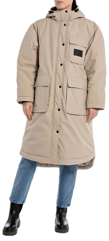 Replay Women's Coat Rain Jacket - Sandshell 026 Beige - S