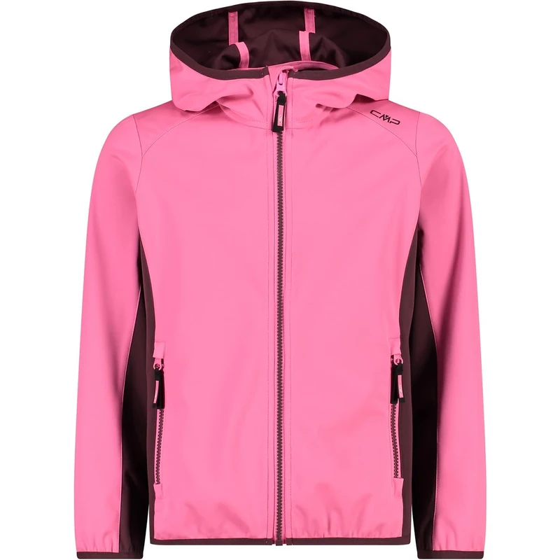 CMP - Children's hooded jacket, Pink Fluo-Plum, 152