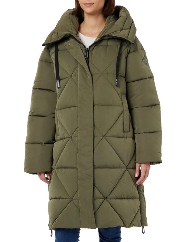 REPLAY Adult W7664R Fine Poly Silky Touch Fabric Coat, Army Green 435, XS