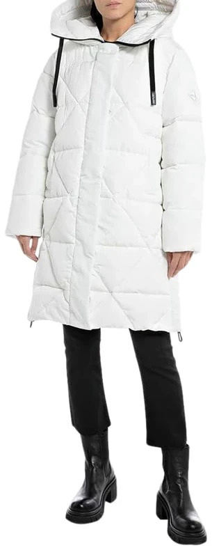REPLAY Adult W7664R Fine Poly Silky Touch Fabric Coat, Butter White 412, L