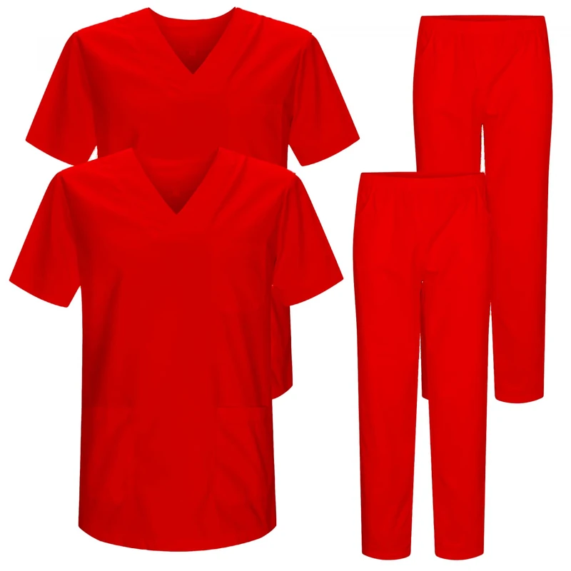 MISEMIYA - Pack * 2 Pcs - Uniforms Unisex Scrub Set – Medical Uniform with Scrub Top and Pants - Ref.2-8178 - Small, Red