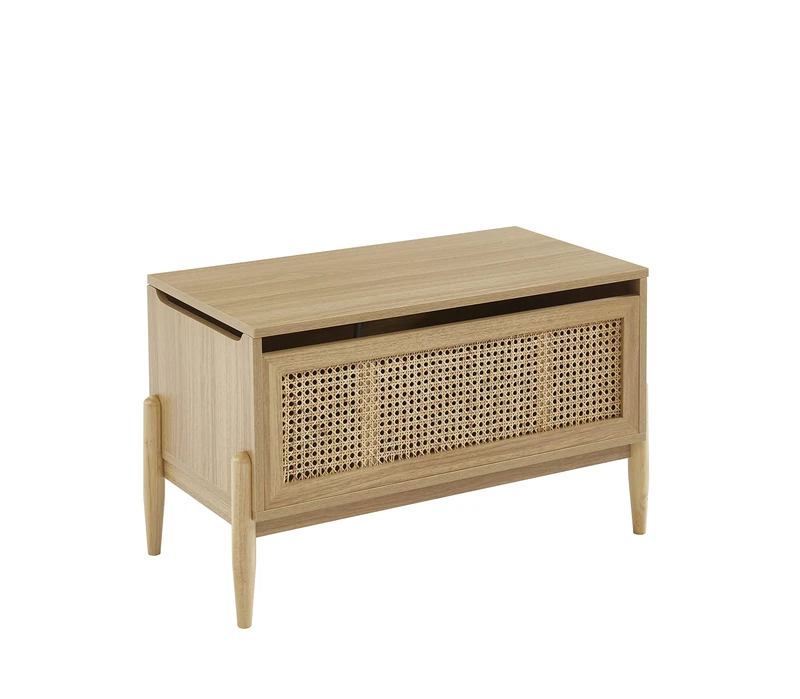 BAÏTA PABLO Toy Chest in oak effect and rattan cane
