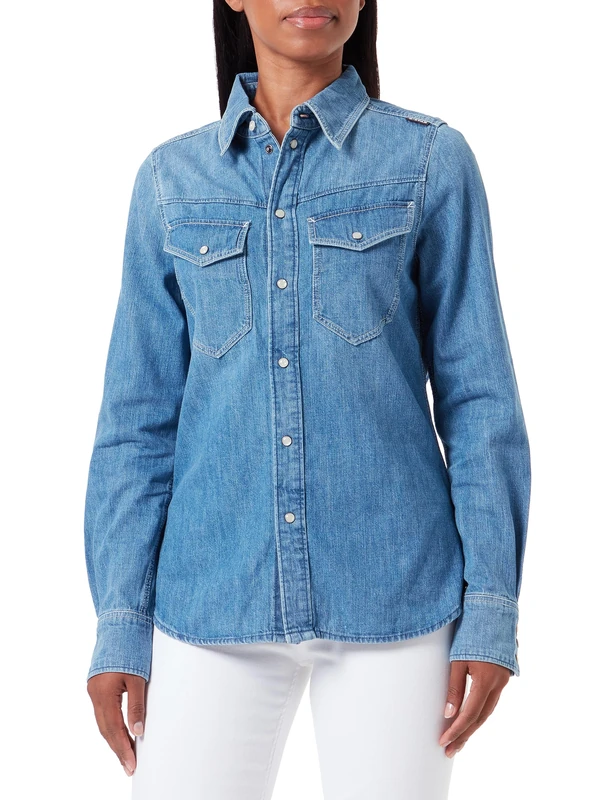 G-Star Women's Slim Denim shirt wmn, Blue (faded cricket blue D23682-D252-D891), XS