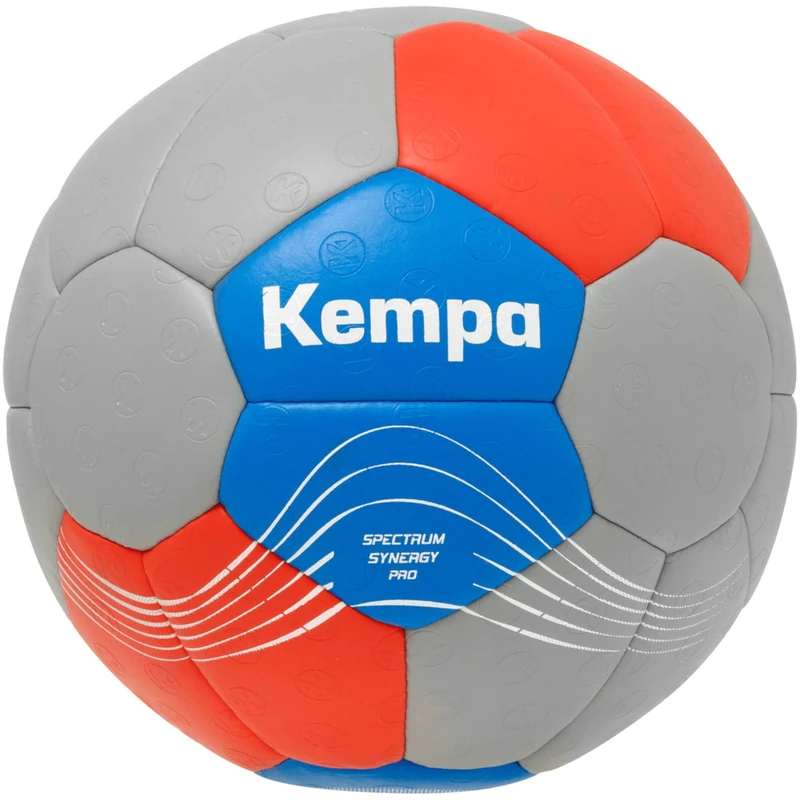 Kempa Spectrum Synergy Pro Handball Play Ball and Training Ball with Unique 30 Panel Construction - Size 2, Cool Grey/Sweden Blue