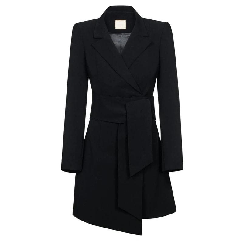 Swing Fashion Women's Rocky | Schwarz Mini Elegant Festive Party Evening Wedding Short Suit Dress | Sexy | V-Neck | Long Sleeve | Black | 38 (M), M