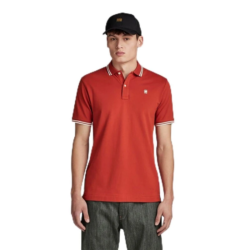 G-Star Men's Dunda Slim Stripe Polo , Orange (rooibos tea D17127-5864-G052), M - Image 1