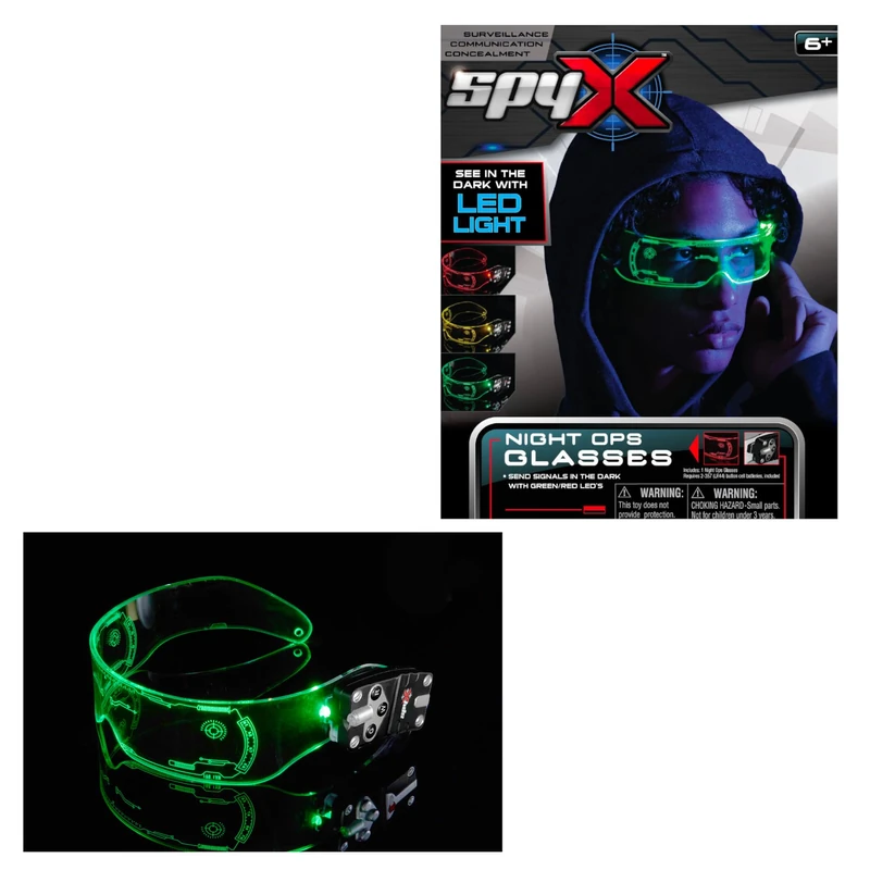 SpyX - Night Ops Glasses for Kids - High Tech See in The Dark Glasses for Nighttime Spy Surveillance Missions - Super Bright LEDs Allow Vision Upto 15 Feet in Dark, 6+ Years