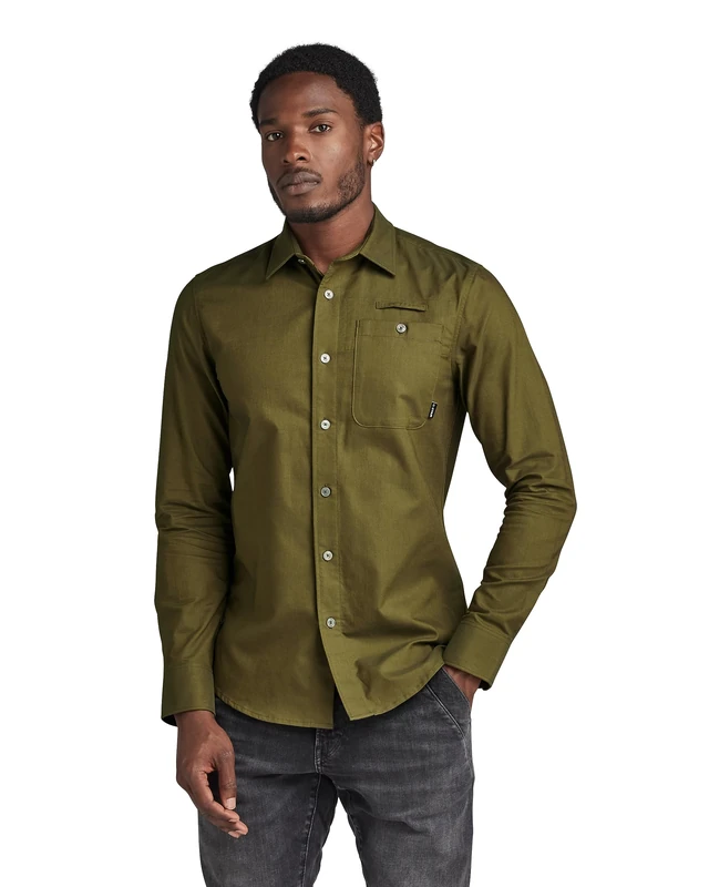 G-Star Men's Bristum 2.0 Slim Shirt , Multicolour (tobacco/forest night oxford D23553-C895-G100), XS