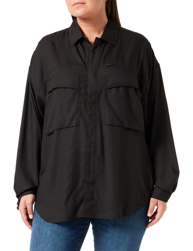 G-Star Women's Loose Pocket Shirt , Black (dk black D23819-D297-6484), L