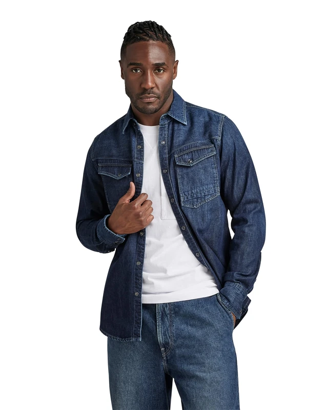 G-Star Men's Dakota Slim Shirt , Blue (worn in deep sea D23616-D252-G133), XL